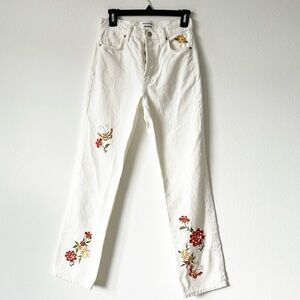 Reformation Cynthia High Rise Straight Jeans Flora Embroidery Size 24